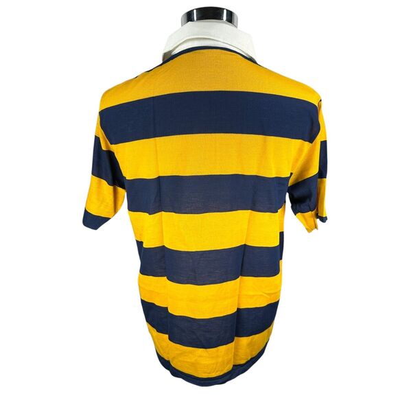 Vintage Velva Sheen Newark Academy School Polo Shirt Mens XL 1970s Yellow Blue - Picture 5 of 9